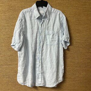 Porter & Ash Shirt Men's Large Light Blue 100% Linen